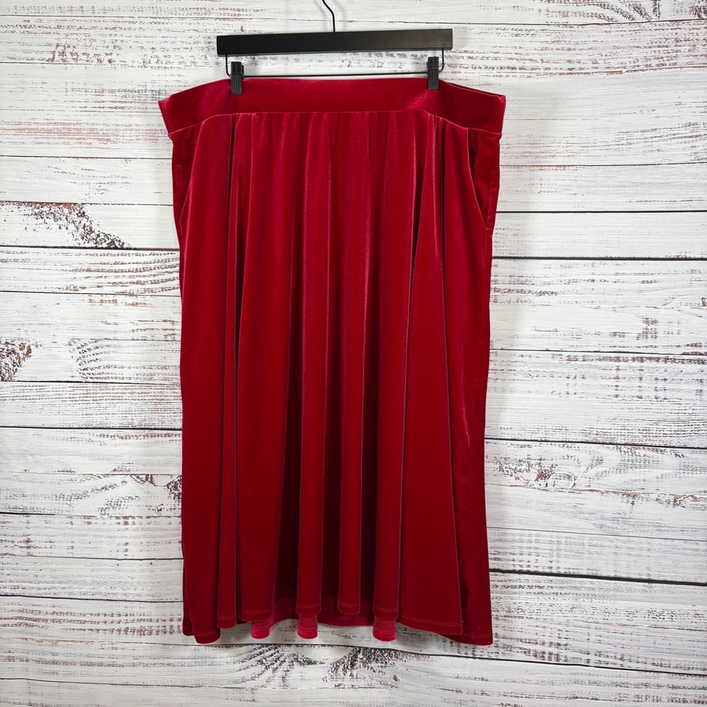 Torrid Red Velvet A Line Tea Length Skirt